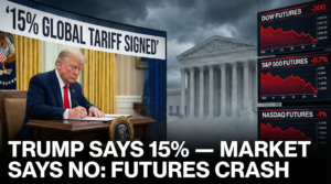 Trump Raises Tariffs to 15% — But Markets Disagree: Futures Down 300 Points