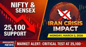 Nifty & Sensex Monday March 2, 2026: Iran Crisis Test at 25,100 Support